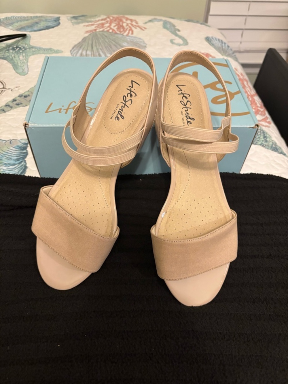 Life Stride Neutral Beige Open-Toe Slingback Sandals